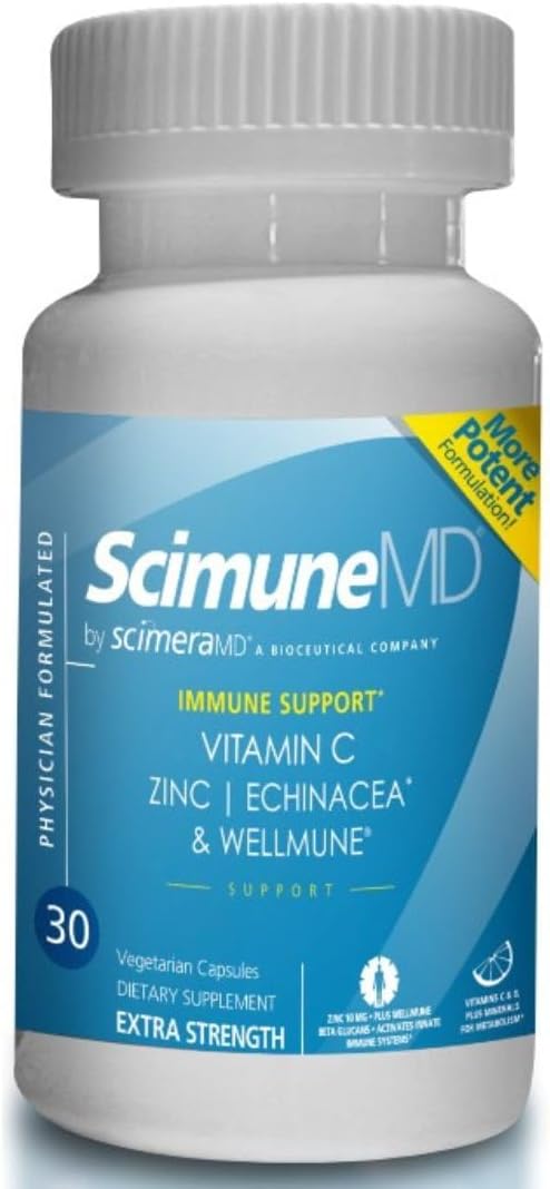 ScimeraMD® Scimune Immune Support Supplement with Zinc, Quercetin, Echinacea, and Wellmune® Beta Glucan, 30 CT