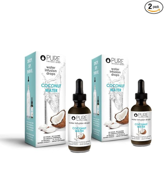 Pure Hydration Coconut Water Drops, 30 Servings, 1oz, Pack of 2 (Packaging May Vary)
