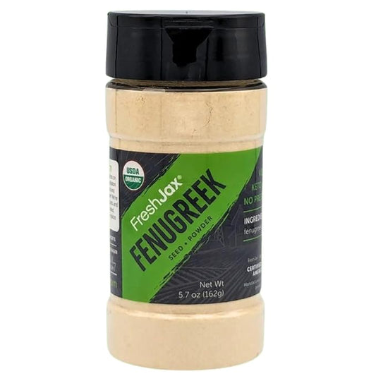 FreshJax Organic Fenugreek Seeds Powder (5.7 oz Bottle) Non GMO, Gluten Free, Keto, Paleo, No Preservatives, Non-Radiated Fenugreek Powder Organic Seasoning | Handcrafted in Jacksonville, Florida