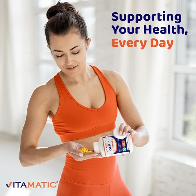 Vitamatic GLP-1 Support Supplement for Men & Women 60 Capsules - Made with Akkermansia, Probiotics, Prebiotic, Clostridium, Berberine, Cinnamon, Green Tea, Turmeric & Colostrum