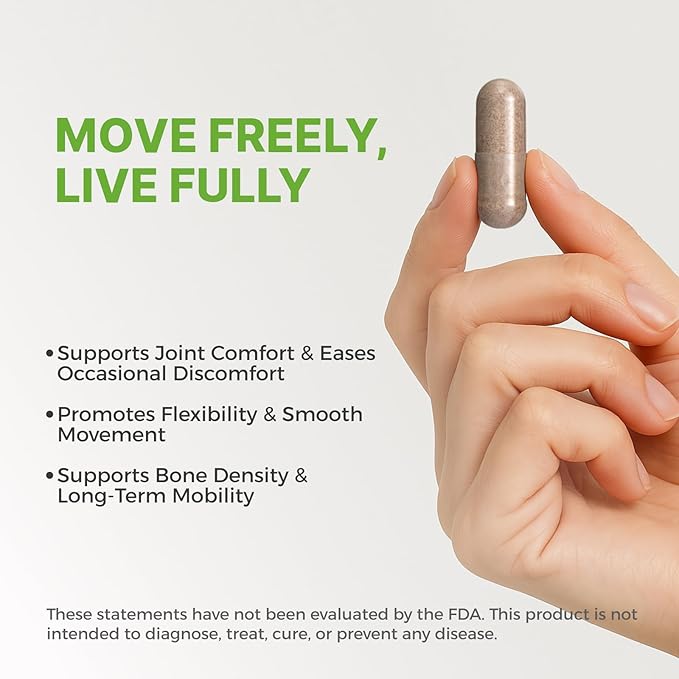 Bone & Joint Support Supplement Inspired by Chinese Herbal Wisdom for Mobility, Flexibility and Stability - with Notoginseng & Salvia - Made in USA - 60 Vegan Capsules