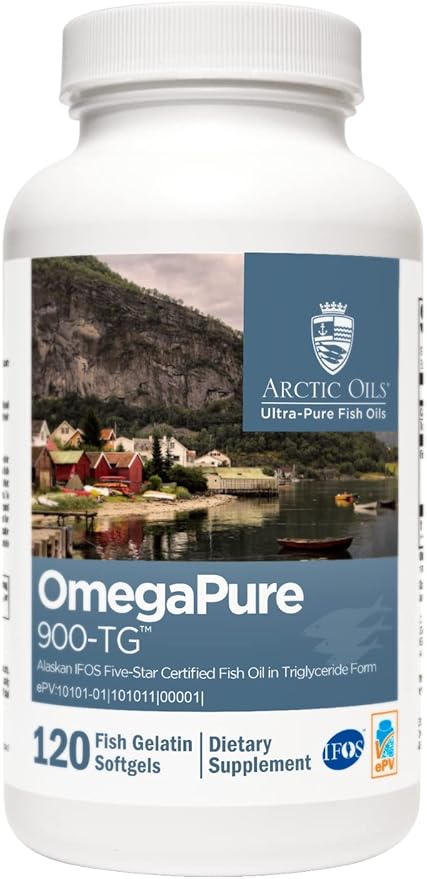 XYMOGEN OmegaPure 900-TG - International Fish Oil Standards (IFOS) Five-Star Certified Fish Oil - DHA EPA Omega-3 Supplement in Triglyceride Form for Cardiovascular + Cognitive Support (120 Softgels)