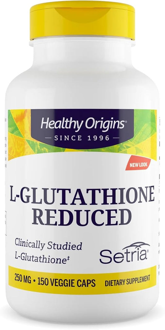 Healthy Origins L-Glutathione 250 mg (Setria, Non-GMO, Gluten Free, Antioxidant, Immune Support, Skin Support), 150 Veggie Caps