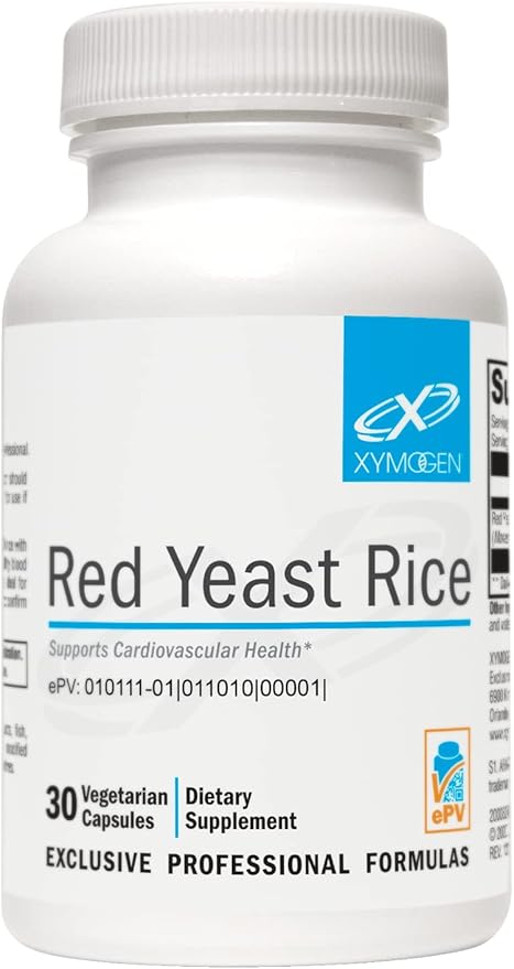 XYMOGEN Red Yeast Rice - Non-GMO Red Yeast Rice Supplement to Help Maintain Already Healthy Blood Lipid + Cholesterol Levels - Cardiovascular Support - Tested Citrinin-Free (30 Capsules)