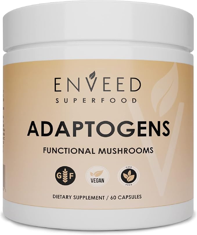 Enveed Superfoods ADAPTOGENS | Adaptogenic Support Supplement — Ashwagandha, Maca Root & Full Spectrum Mushrooms | Boost Your Immune Response & Energy Levels with 100% Natural Ingredients—30 Servings