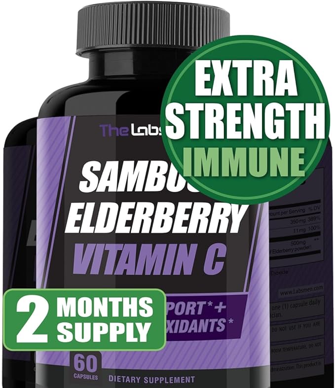 Sambucus Elderberry Immune Support Supplement/Daily Immune Boosters for Adults, Season Change w/Elderberry Vitamin C & Zinc Support Respiratory Health & Increase Antioxidant, 2-Mons