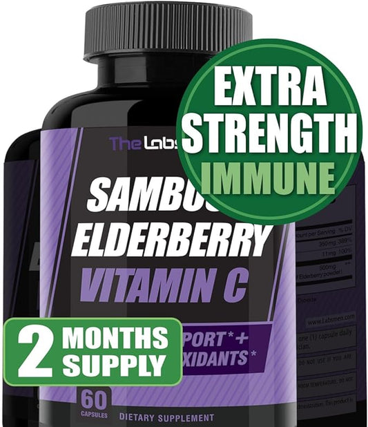 Sambucus Elderberry Immune Support Supplement/Daily Immune Boosters for Adults, Season Change w/Elderberry Vitamin C & Zinc Support Respiratory Health & Increase Antioxidant, 2-Mons