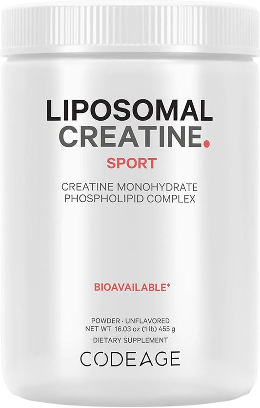 Codeage Liposomal Creatine Powder Supplement - 3-Month Supply - 5000mg Creatine Monohydrate Pre Workout & Post Workouts - Unflavored Creatine, Pure Creatine Powder, Creatinine for Sports - 90 Servings