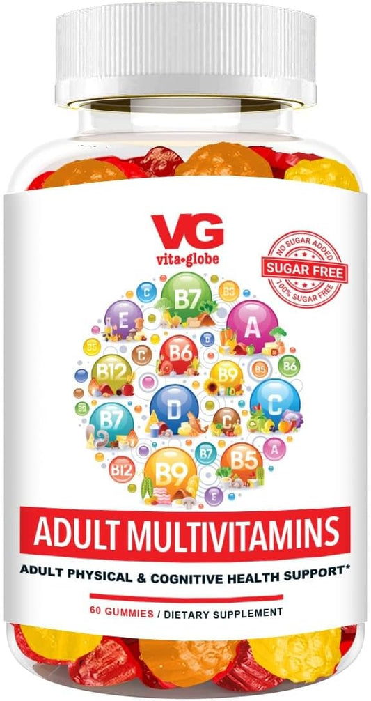Adult Multivitamin Gummy with Vitamin C, Vitamin D Vitamin E, Niacin, Vitamin B6, Folate, Vitamin B12 Biotin, Pantothenic Acid, Sodium, Inisitol, 60 Count (Sugar-Free)