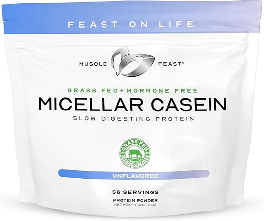 Muscle Feast Micellar Casein Protein, All Natural Pasture Raised Hormone Free Soy Free, Unflavored, 4lb