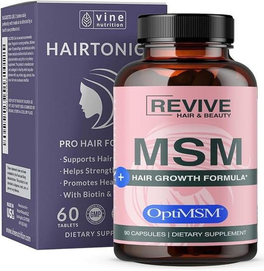 Hair Vitamins MSM Powder Healhty Hair Skin & Nails - 17 in 1 Ingredients with OptiMSM 1,000mg Hair Supplement Biotin 5000mcg and Keratin – Thousands of Happy customers - 90 ct