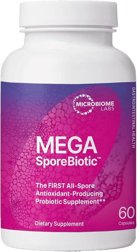 Microbiome Labs MegaSporeBiotic Probiotics for Women & Men - Spore Based Probiotics for Digestive Health - Shelf Stable & Travel-Friendly (60 Capsules)