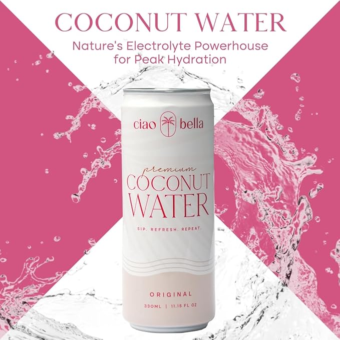 ciao bella Premium Coconut Water: All-Natural Hydration, Non-GMO, One Simple Ingredient 11.15 Fl Oz (Pack of 12)