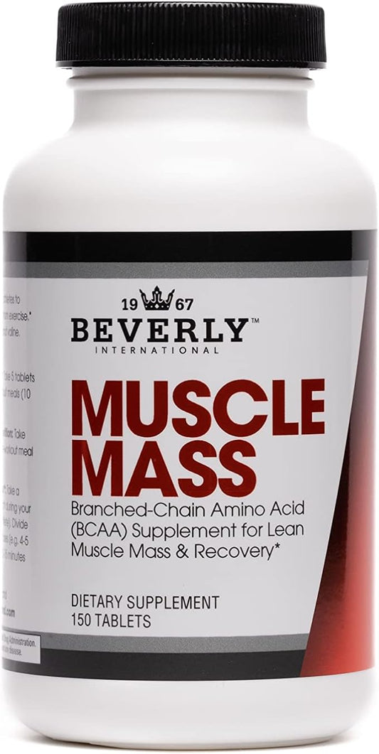 Beverly International Muscle Mass, 150 Tablets. A Free-Form Branched-Chain Amino Acid (BCAA) for Lean Muscle Mass & Recovery. Contains 2.5:1:1 Ratio of Leucine to Isoleucine to Valine. Muscle Fuel