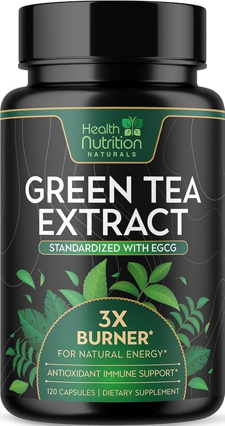 Green Tea Extract Pills - 98% Standardized EGCG 1300mg 3X Strength for Natural Energy - Supports Heart & Antioxidant Health Herbal & Immune Support Supplement Polyphenols & Catechins - 120 Capsules