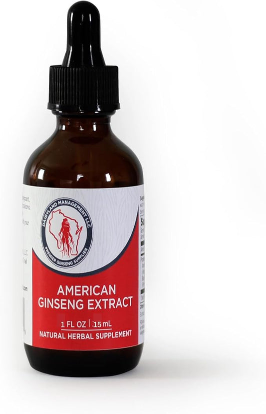 Dairyland American Ginseng Extract 1 Fl oz 西洋参提取物, Authentic Wisconsin Ginseng Liquid for Healthy Energy, Vitality, Mood and More- Non-GMO, Gluten Free - Ginseng Herb Supplement for Daily Use