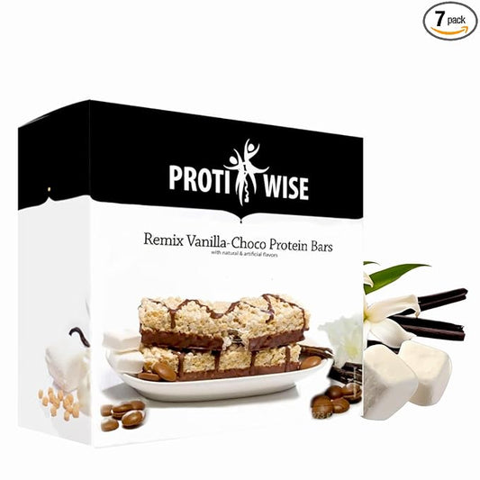 Protiwise High Protein Nutrition Bar | Remix Vanilla-Choco | 15g Protein Bar | Meal Replacement Bar | Gluten Free, Low Fat, Low Sugar, Keto-Friendly | Crush Cravings, Lose Weight | 7/box
