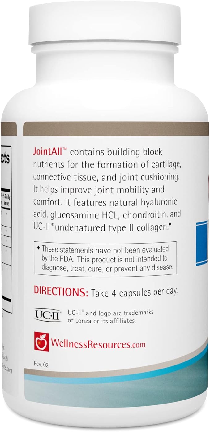 Wellness Resources JointAll - Joint Support Supplement with Natural Hyaluronic Acid, UC-II Collagen, Glucosamine, Chondroitin for Joint Strength and Comfort (120 Capsules) …