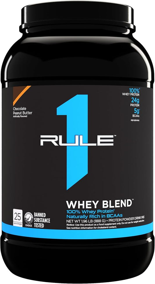 Rule One Proteins Whey Blend - Chocolate Peanut Butter, 24g Fast-Acting Whey Protein Concentrates, Isolates, and Hydrolysates Per Serving with Naturally Occurring EAAs and BCAAs, 2lbs