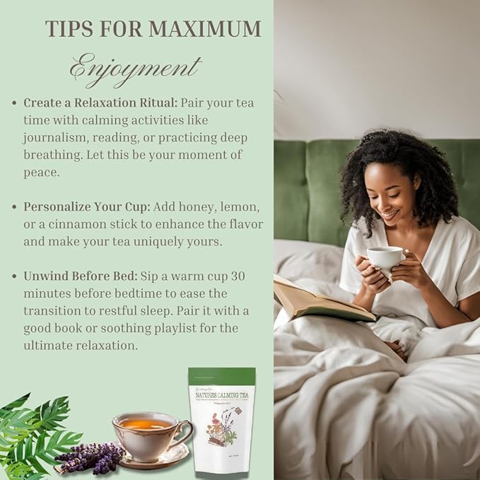 Herbal Calming Tea – Chamomile, Lavender & Ashwagandha for Stress Relief & Relaxation | Soothing Sleep & Digestive Support