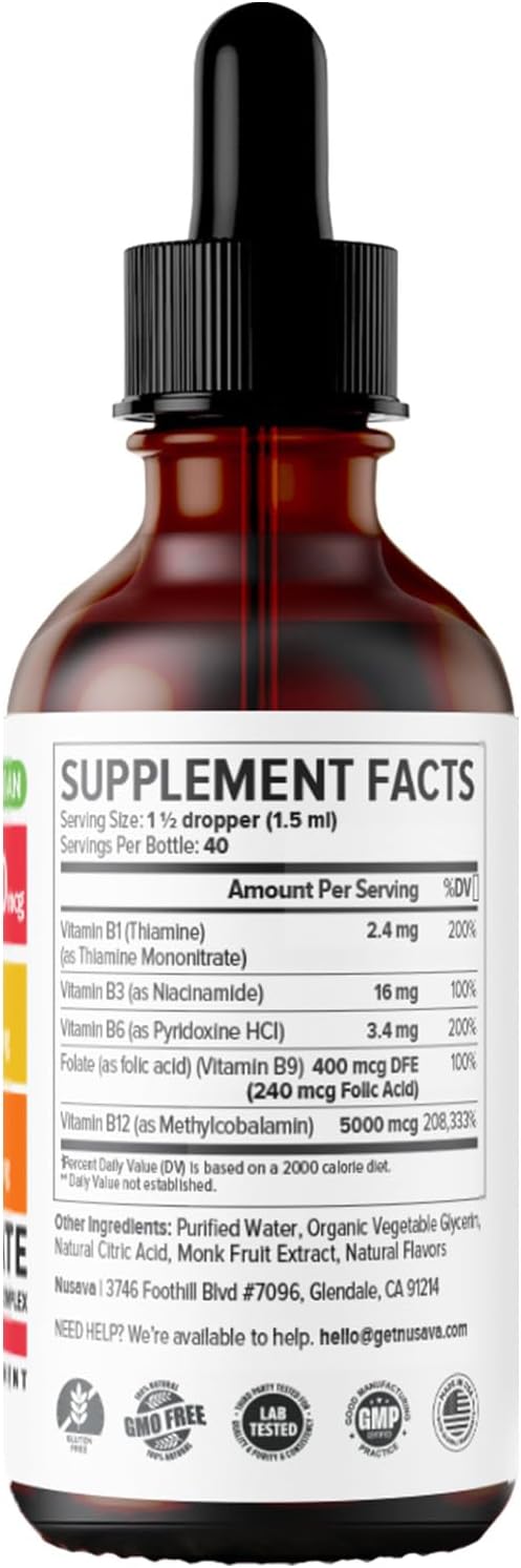 (4 Pack) Vitamin B12 and B6 Liquid Drops, B12 Sublingual Vitamin B Complex - B 12 Vitamin 5000mcg - B12 Methylcobalamin for Energy, Brain, and Heart Support with 27,200 mcg, Raspberry, 80 Servings