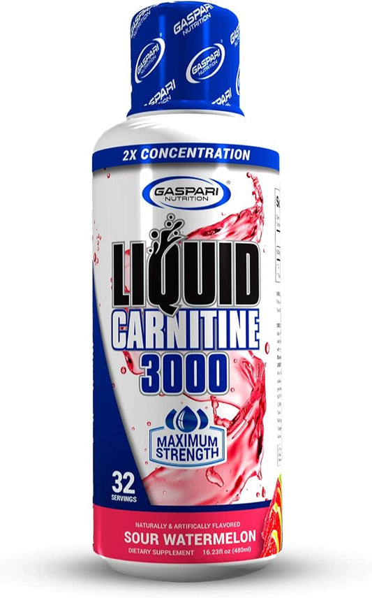Gaspari Nutrition Liquid L-Carnitine 3000, Stimulant Free, Increased Metabolism, Enhanced Energy, Non GMO, Gluten Free, BPA Free (32 Servings, Sour Watermelon)