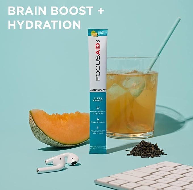 FOCUSAID GO Nootropics Energy Blend, Zero Sugar, Alpha-GPC, GABA, B-Complex, Yerba Mate, Green Tea, Keto Friendly, 100mg Caffeine, 30 Count (Pack of 1)