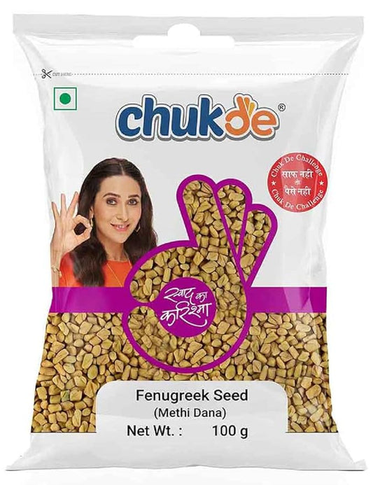 Chukde - Methi Dana (3.52 OZ) (Pack Of 3) - Fenugreek Seed - Supports Digestion & Blood Sugar - Ideal for Spice, Herbal Tea, Hair Growth, and Skin Care - Whole Spices - 100 Gm - Pack Of 3