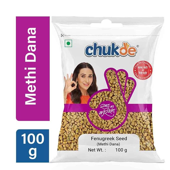 Chukde - Methi Dana (3.52 OZ) (Pack Of 3) - Fenugreek Seed - Supports Digestion & Blood Sugar - Ideal for Spice, Herbal Tea, Hair Growth, and Skin Care - Whole Spices - 100 Gm - Pack Of 3