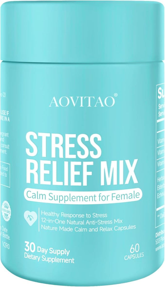 Stress Relief Supplement Support Anxiety Relief, Ashwagandha for Women Supplement with L-Theanine Magnesium, Stress Relief, Focus and Relaxation Support Anxiery Pill