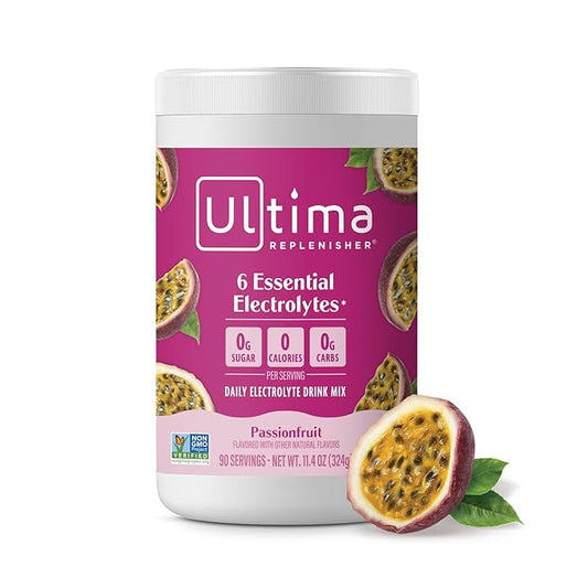 Ultima Replenisher Daily Electrolyte Powder Drink Mix – Sugar Free – Passionfruit, 90 Servings – Hydration Powder with 6 Key Electrolytes and Trace Minerals – Keto Friendly, Non-GMO