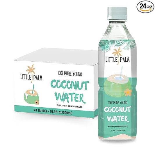 Little Palm - Pure Coconut Water, Made from Young Coconuts, No Sugar Added, Non-GMO, Natural Hydration, Electrolytes, 16.9 fl oz (24-Pack, Original)