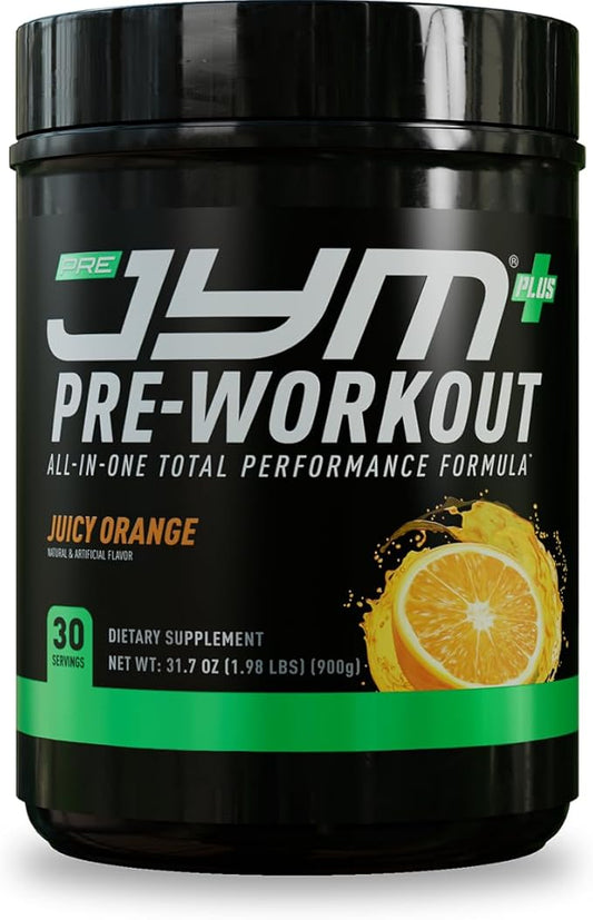JYM Supplement Science Pre JYM Plus Orange Pre-Workout Powder, Amino Nitrates, Creatine, Betaine, Nootropics, BCAA’s, for Men & Women, 30 Servings