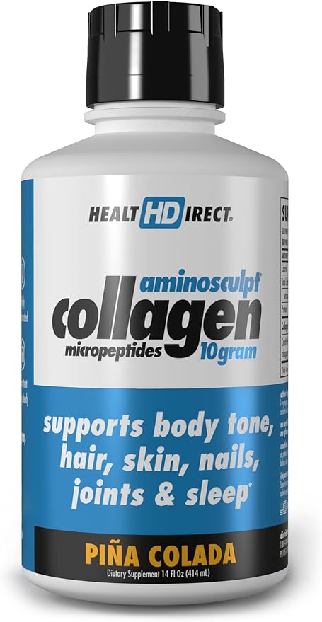 HEALTH DIRECT – AminoSculpt Liquid Collagen Micropeptides – 14 FL Oz – 14 Servings – 10 Grams of Premium Medical-Grade Liquid Collagen for Women – Piña Colada