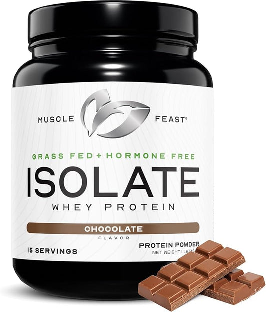 Muscle Feast Grass-Fed Whey Protein Isolate, All Natural Hormone Free Pasture Raised, Chocolate, 1lb