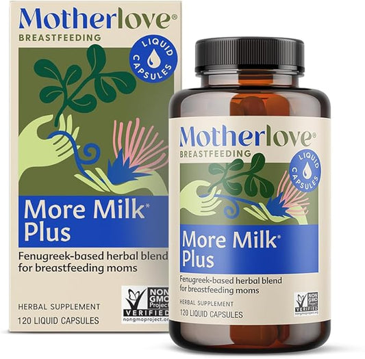 Motherlove More Milk Plus (120 Capsule Value Size) Fenugreek-Based Lactation Supplement to Support Breast Milk Supply—Non-GMO, Organic Herbs, Vegan, Kosher, Soy-Free
