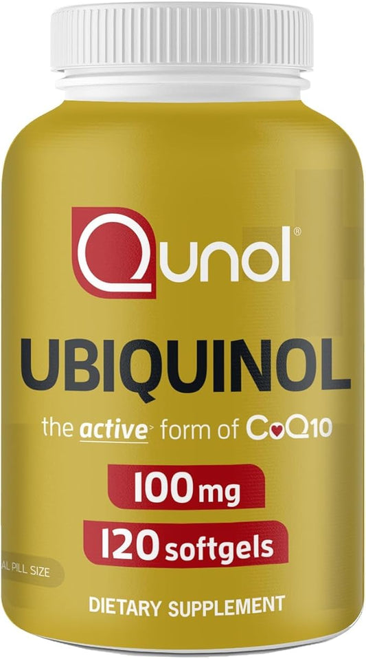 Qunol Ubiquinol CoQ10 100mg Softgels, Ubiquinol - Active Form of Coenzyme Q10, Antioxidant for Heart Health, Healthy Blood Pressure Levels, Beneficial to Statin Users, 120 Count
