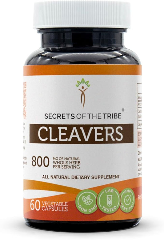 Secrets of the Tribe Cleavers 60 Capsules, 800 mg, Cleavers (Galium aparine) Dried herb (60 Capsules)