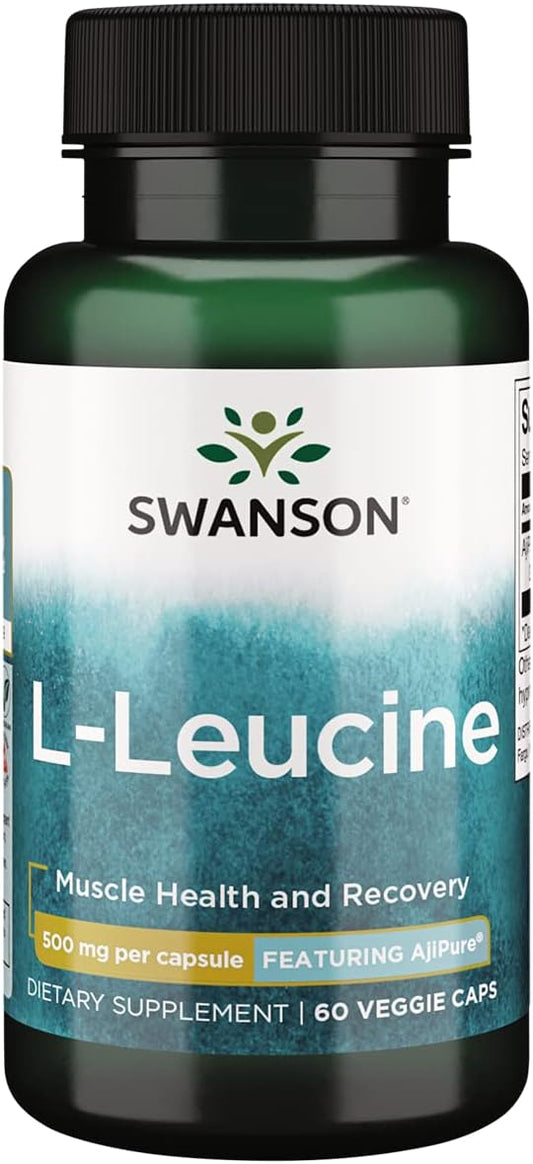 Swanson Amino Acid Ajipure L-Leucine Pharmaceutical Grade 500 Milligrams 60 Veg Capsules