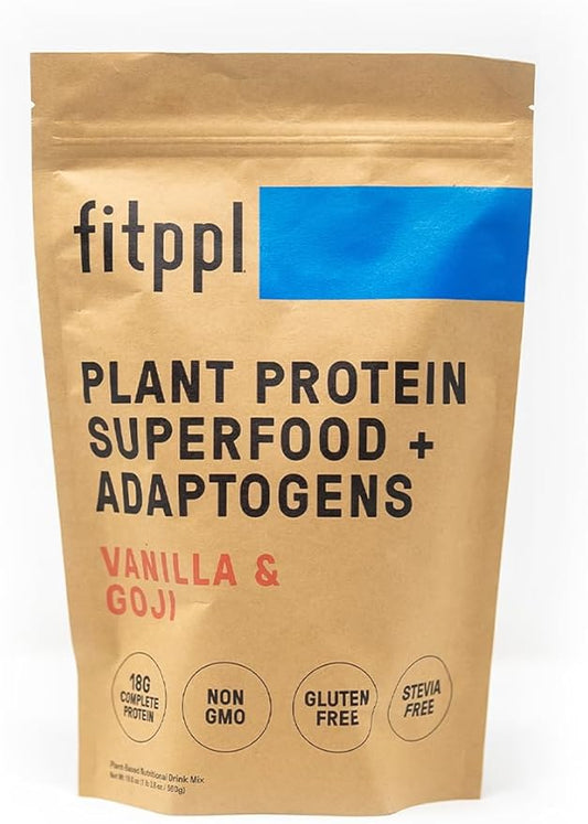 Plant Based Protein Powder w/Superfoods, Ashwagandha, Reishi, Lions Mane for Optimal Health | 18G of Organic Vanilla Vegan Protein, Gluten Free, Stevia Free, Sugar Free, 20 Servings