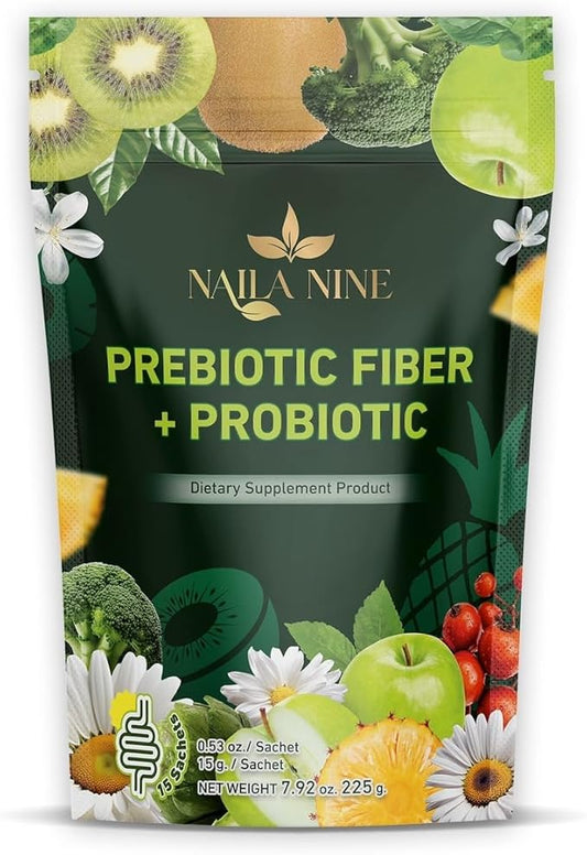 Prebiotic Fiber Supplement Powder Apple and Kiwi Flavour Pack of 15 Sachets