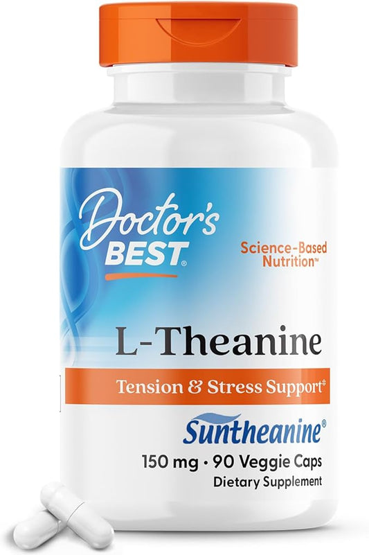 Doctor's Best L-Theanine Contains Suntheanine, Helps Reduce Stress & Sleep, Non-GMO, Gluten Free, Vegan, 150 mg (DRB-00197), 90 Count