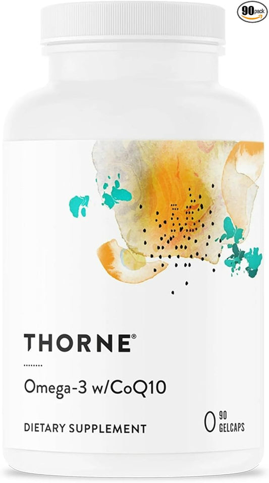 THORNE Omega-3 with CoQ10 - Omega-3 Fatty Acids Supplement with CoQ10 - EPA and DHA - 90 Gelcaps