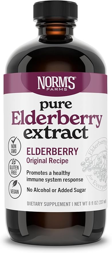 Norm's Farms American Elderberry Extract - Pure Concentrate for Immune Support Made with Berries - Vegan, Gluten Free, Non-GMO - 8 Oz. Bottle