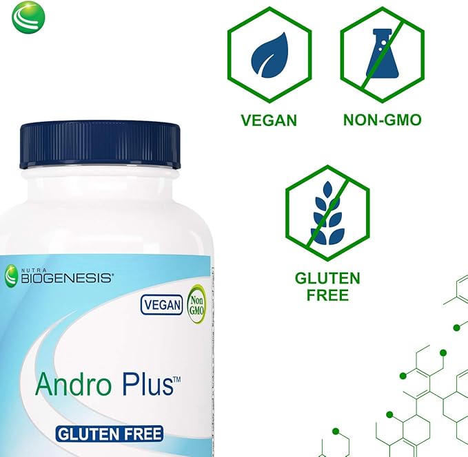 Nutra Biogenesis Andro Plus - Tribulus Terrestris Extract for Men, Maca Root Supplement for Men's Vitality with Muira Puama, Health and Wellness Support - 90 Vegetarian Capsules