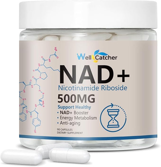 NAD+ Resveratrol Supplement for Women Men | Liposomal Nicotinamide Riboside 500mg Organic Pure NAD+ Booster Clinically Proven Cellular Energy Anti-Aging Metabolism Enhancer Support 90 Vegan Capsules