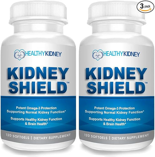Kidney Shield 2-Pack Kidney Support Supplement Fish Oil Omega-3 Fatty Acid Renal Pills