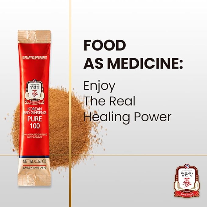 JungKwanJang Pure 100 Korean Red Ginseng Extract Powder Sticks, 28 Count