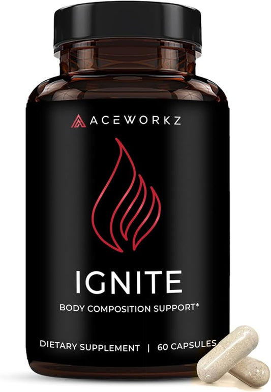 ACEWORKZ Ignite Thermogenic Fat Burner - Weight Management, Craving Control, Metabolism Support - Nootropic Brain Supplement for Focus & Energy - BioPerine® for Max Absorption (60 Capsules)