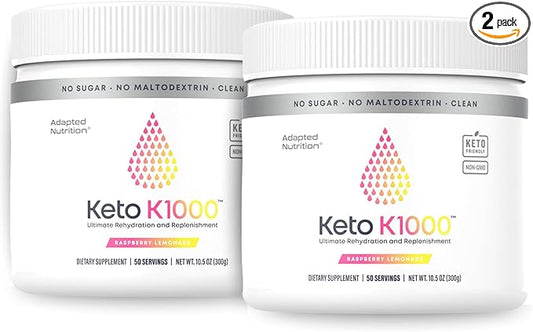 Hi-Lyte Keto K1000 Electrolyte Powder | Raspberry Lemon (100 Servings) | Hydration Supplement Drink Mix | Boost Energy & Beat Leg Cramps | No Sugar, Maltodextrin